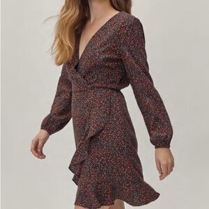 𝅺Acoa Wrap Printed Dress Long Sleeve